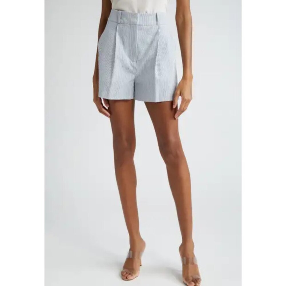 Veronica Beard Haina Stretch Seersucker Shorts Blue/White Size 0 NWT